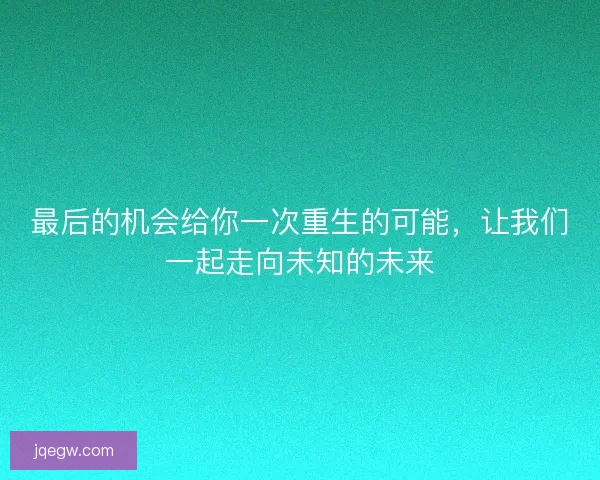 最后的机会给你一次重生的可能，让我们一起走向未知的未来